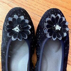 David Tate Womens Heart Suede Slip On Ballet Flats Black Size 7.5 WW